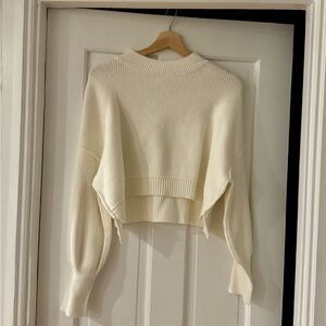 Free People Cream Ribbed Sweater